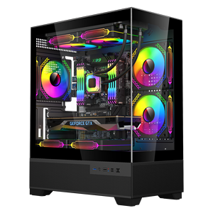 Esgaming nhà máy Tempered Glass tháp máy tính trường hợp chơi game ATX PC trường hợp M-ATX ITX Máy tính để bàn giữa tháp PC Trường hợp với cung cấp điện - Product Image 1
