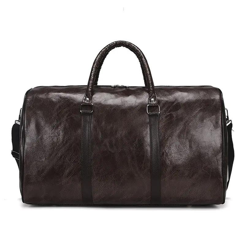 private label simple brown designer stylish vintage mens faux leather large gym bag duffle