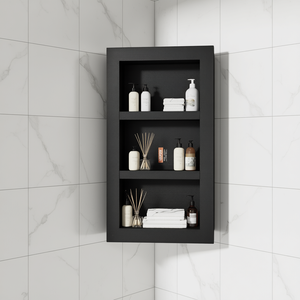 Vevor Nicho de Ducha Negro de 16 x 24 Pulgadas, Estante Doble Empotrado, Organizador de Baño de Esquina Cuadrada, Impermeable - Product Image 2