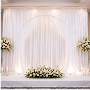 Premium Polyester Sheer Chiffon <b>Backdrop</b> Curtain for Hotel Wedding Stage and Ceremony Setup Supplier - Product Image 1