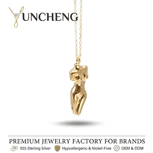 Collier pendentif Yuncheng personnalisé en argent sterling 925 plaqué or épais 0,1 mm pour femme, motif Vénus - Product Image 1