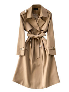 Cappotto <span class=keywords><strong>Trench</strong></span> da Donna Autunnale <span class=keywords><strong>Marrone</strong></span> Maillard Retrò con Colletto, Cintura e Vita Ultra Alta, Slim Fit - Product Image 5