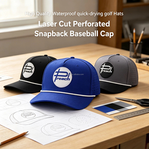 Casquettes de baseball ajustables en PVC perforées au laser avec cordon, pour la plage et la natation, personnalisables, vente en gros - Product Image 1