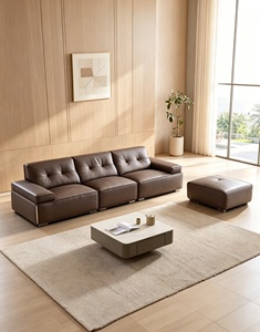 <span class=keywords><strong>Canapé</strong></span> de loisirs en cuir écologique minimaliste italien, salon moderne et simple, grande combinaison modulable, multifonctionnel - Product Image 4