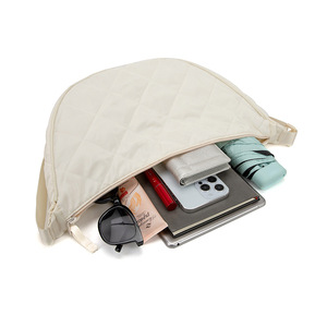 Women's Crossbody Bag Dumpling Shape White Quilted Stitching Single Strap Zipper Closure Spring 2025 Everyday Use - Product Image 3