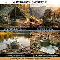 Bouilloire à eau pour le camping en plein air, en acier inoxydable 304, moderne, écologique, légère, durable, 1,2 litres, couleur vert militaire