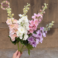 Delphinium artificiel blanc de bonne qualité, fleur artificielle en latex au toucher réel pour mariage ou décoration intérieure pour Noël et le Nouvel An