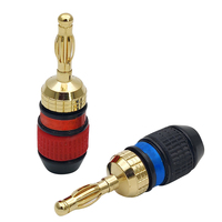 Connecteur banane doré 4 mm à fente, code couleur noir-rouge, paire pour amplificateur, récepteur, caisson de basses, kit de câblage pour système stéréo domestique