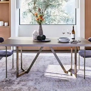 Meja dan Kursi Semen Luar Ruangan, Meja Makan Beton Modern Meja Makan Persegi Panjang