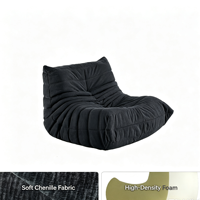 Canapé pliable en tissu compressé pour fauteuil lounge moderne en velours côtelé, fauteuil d'appoint bas sans accoudoirs à une place
