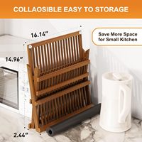 Égouttoir à vaisselle pliable en bambou à 3 niveaux, design antidérapant, gain de place, support pour ustensiles de cuisine, tapis de séchage absorbant