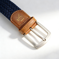 Jean décontracté personnalisé pour homme avec ceinture en tissu tressé élastique et boucle ardillon, marque Chongkang, longueur 115 cm, imprimé par transfert thermique