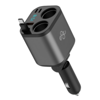 Câble rétractable multi-ports USB-A+2*USB-C tendance, chargeur de voiture multifonctionnel avec 2 prises