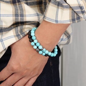Bracelet en perles de pierre naturelle turquoise multicolores tendance et polyvalent aux tons terreux - Product Image 5