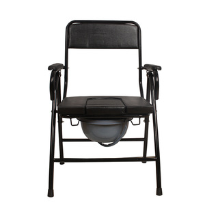 Foldable Commode <b>Chair</b> With Backrest And <b>Padded</b> Seat For Elderly And Adults Hospital Use - Product Image 1