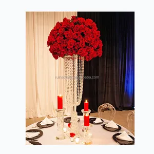 2023 new wedding supplies hanging beaded candelabra crystal flower stand crystal wedding centerpieces