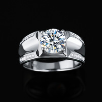 Bague de mariage en argent sterling S925, atmosphère luxueuse, mode, quatre griffes, couleur VVS D, 2 carats, moissanite, pour homme et femme