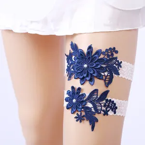 Venta al por mayor de encaje Floral de <span class=keywords><strong>boda</strong></span> <span class=keywords><strong>liga</strong></span> de encaje elástico banda de ligas de novia - Product Image 1