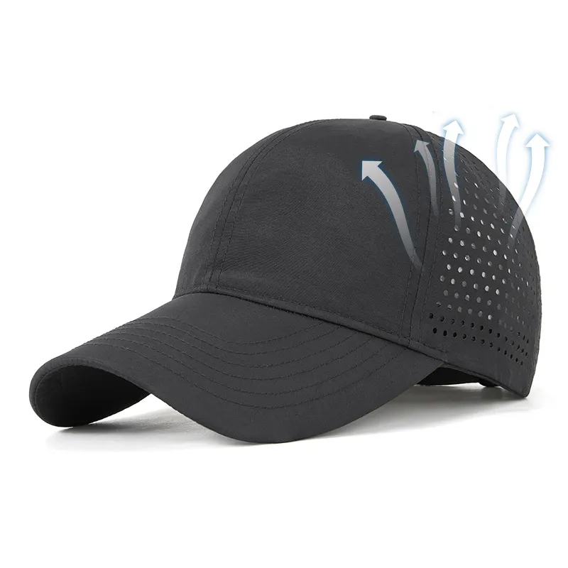 Pengeboran Laser cepat kering topi bisbol visor dapat disesuaikan pola logo