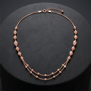 Collier Mala italien en argent 925, finition or rose, chaîne à plusieurs rangs perlée, bijoux de luxe pour femmes - Product Image 1