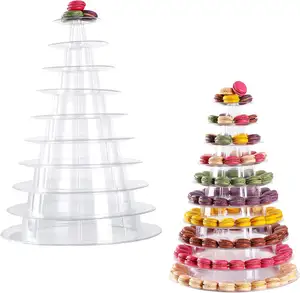 Macaron Tower ขาตั้งรอบ Macaron Tower ขาตั้งจอแสดงผลที่วางเค้กคัพเค้ก