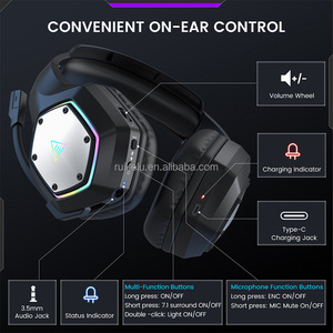 EKSA E1000BT ไร้สาย 2.4G หูฟังแบบครอบหู RGB สำหรับทุกวัน/เพลง/พีซี/เกมมิ่งไฮไฟ 3D สเตอริโอชุดหูฟังแบบพับได้พร้อมแบตเตอรี่ 1500 มิลลิแอมป์ - Product Image 2