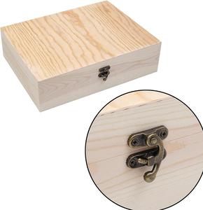 Boîte de rangement de bijoux en bois de pin inachevé avec couvercle à charnière pour artisanat bricolage - Product Image 3