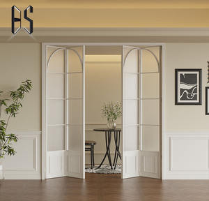 Vente directe d'usine de portes pliantes en alliage d'aluminium blanc, style français, insonorisées et anti-bruit, adaptées aux salons - Product Image 1