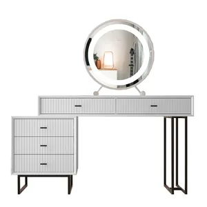 YuanFu camera da letto mobili moderni MDF luce Led trucco Vanity tavolo comò con specchio - Product Image 1