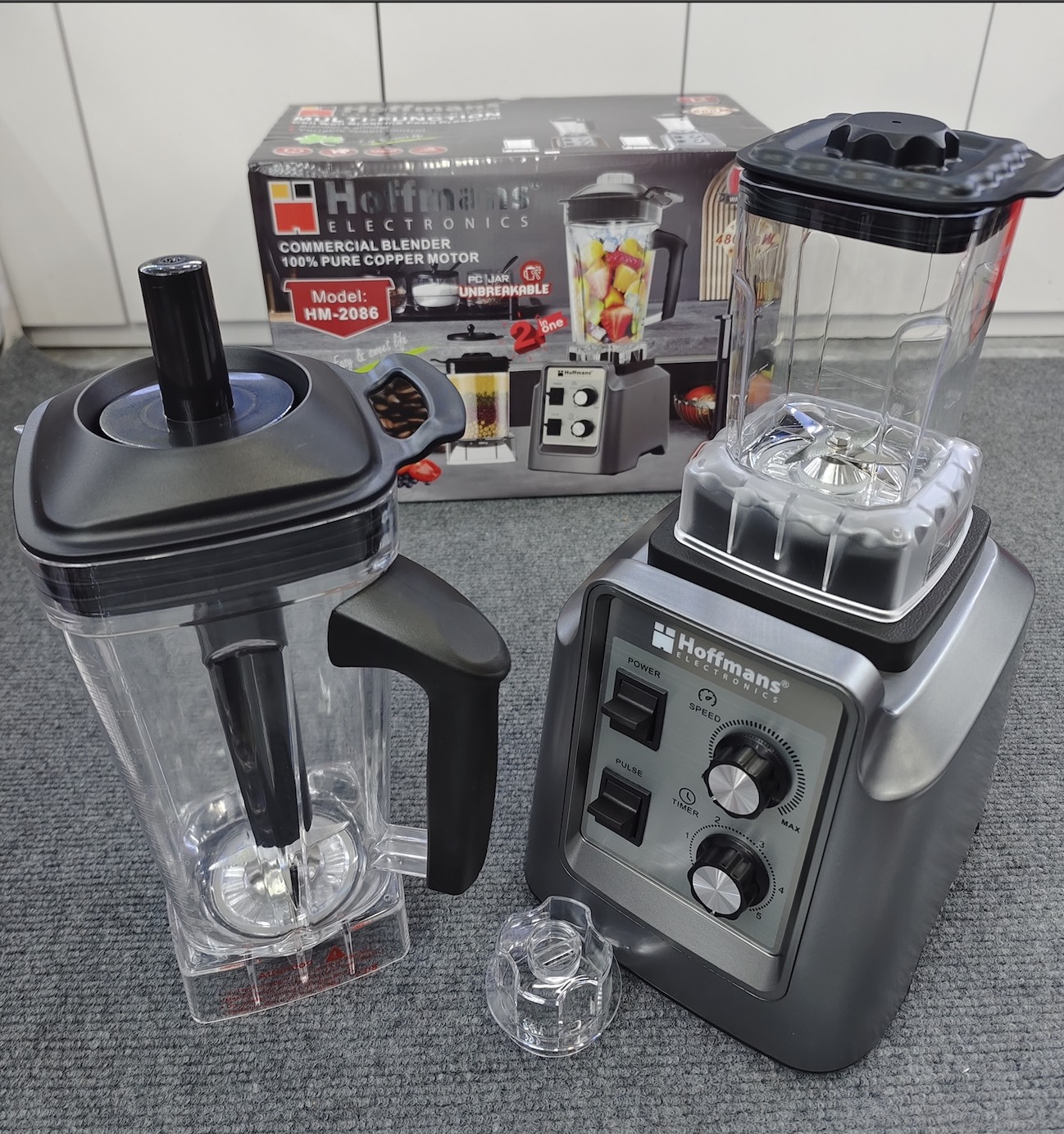 Durable Hoffmans HM-2086 2L Digital Blender 4800W Intelligent Grinding for Heavy Duty Use in Community Living Projects