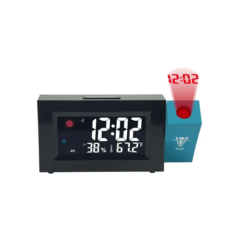 온도계 및 습도계가있는 EMAF 디지털 탁상 프로젝션 시계 알람 시계