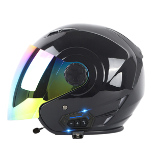 新型スマートワイヤレス3/4ハーフフェイス電動バイクヘルメット、ヘッドホンマイク内蔵、フォーム入り、DOT規格適合 - Product Image 1