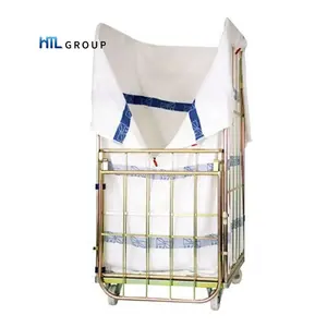 Commercial industrial wheeled folding rolling wire laundry cart