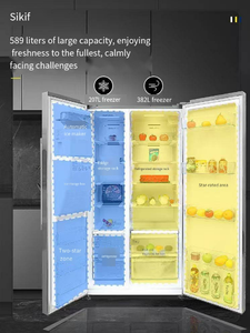 Réfrigérateur à double porte grande capacité X 589L avec poignée de porte, distributeur d'eau, machine à glaçons et broyeur de glace. - Product Image 2