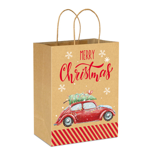 Bulk Kraft Xmas Gift Bags para Pequenas Empresas Pronto para Comprar Atacado China Paper Shopping Bag para Grande Férias Presente em estoque