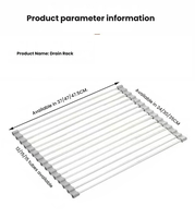 Égouttoir pliable pour évier de cuisine en acier inoxydable, tapis de séchage pour vaisselle, ustensiles, fruits et légumes, organisateur de rangement