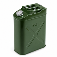 Bidon métallique vertical 20L épaissi pour carburant, essence, avec bouchon et bec verseur en aluminium, pour véhicule d'urgence