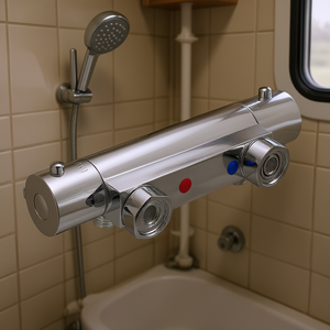 Robinet de douche thermostatique, fileté 3/4 po, horizontal, pour salle de bain de camping-car, robinet de sécurité chromé, 100 degrés F - Product Image 2