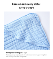6 Layers Infancie 100% Cotton Muslin Hooded Baby Towels 90x90cm Soft Breathable Lightweight Quick-Dry Skin-Friendly