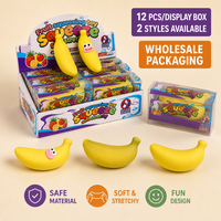 Jouet Squishy Banane Croustillante Forme Fruit Courbé Visages Drôles Jouets Anti-Stress à Presser Cadeau Boîte de Présentation 12 Pièces
