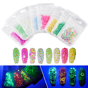 <span class=keywords><strong>Strass</strong></span> noctilucent à la mode, couleur spéciale, forme ronde, brille dans le noir, pour décoration artistique des ongles - Product Image 3