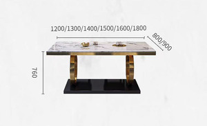 Desain Italia meja makan mewah Modern <span class=keywords><strong>Set</strong></span> mewah kelas atas pernikahan warna emas Harga Murah meja makan marmer - Product Image 5