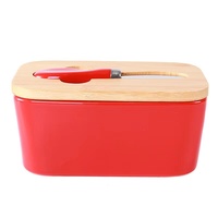 Pot à beurre en céramique avec couvercle en bambou et couteau, 600 ml, conservation de la fraîcheur, design moderne pour la cuisine