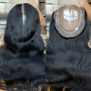 Meilleure qualité 5*5 dentelle avant 5*5 dentelle avant 8*8 Topper nœuds simples femme vierge humaine noire cheveux Topper pour les femmes blanches - Product Image 1