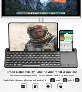 Silent Click Wireless <b>Keyboard</b> with Touchpad and Phone Holder Dual Mode <b>keyboard</b> for <b>Tablet</b>/Phone/Laptop Office - Product Image 2