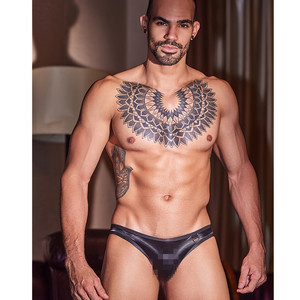 <b>Men's</b> Low Rise Slim Fit <b>Thong</b> White And Black Polyester Spandex Nylon Sexy Underwear For Nightclub Style - Product Image 4