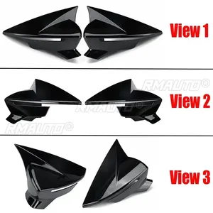 2x Cubiertas para Espejos Retrovisores Laterales para Seat Leon MK3 MK3.5 5F ST FR Cupra 2013-2019, Negro Brillante / Fibra de Carbono - Product Image 2