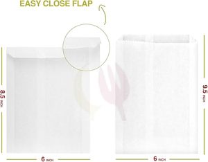 Bolsas de Papel Blancas Personalizadas con Logotipo, Resistentes a la Grasa, para Almacenamiento de Alimentos, a Prueba de Aceite, para Hamburguesas y Perritos Calientes - Product Image 3