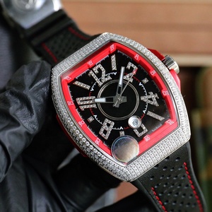 Montre pour homme <span class=keywords><strong>de</strong></span> luxe <span class=keywords><strong>de</strong></span> créateur, incrustée <span class=keywords><strong>de</strong></span> diamants, en <span class=keywords><strong>forme</strong></span> <span class=keywords><strong>de</strong></span> tonneau à vin, avec un <span class=keywords><strong>cercle</strong></span> intérieur rouge tendance, calendrier, montre mécanique <span class=keywords><strong>de</strong></span> style business - Product Image 2