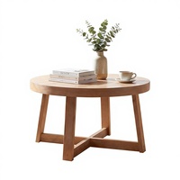Table basse rustique de 30 pouces, structure en bois d'ingénierie, plateau épaissi, design en forme de croix, capacité de 220 lb, couleur naturelle